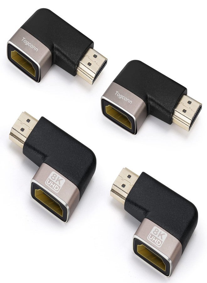 Togconn 8K HDMI Flat 90 and 270 Degree Gold Plated Adapter 4 Pack, Right Angle Male to Female Vertical Flat Adapter L Shape Extender, Supports 8K@60Hz, 4K@120Hz, for HDTV, Xbox One - Image 1